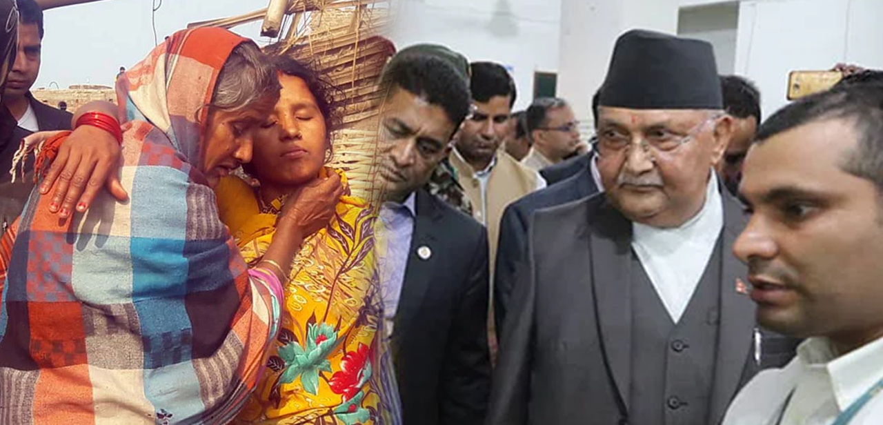 हुरीले तहसनहस बनाएको ठाउँमा जव प्रधानमन्त्री ओली घटनास्थलमा पुगे तव आँखाभरी आँसु झार्दै सकेनन् हेर्न त्यो अबस्था(हेर्नुहोस भिडियोनै)