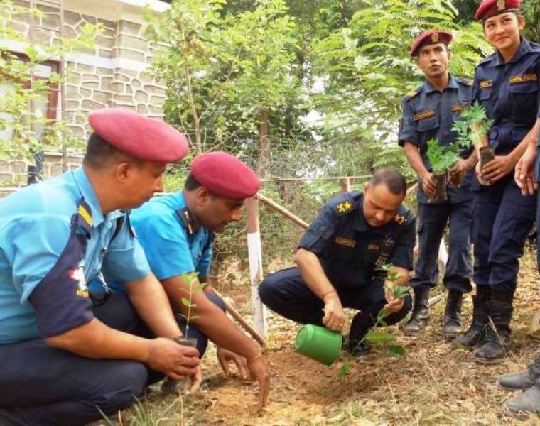 जिल्ला प्रहरी कार्यालय रामेछाप परिषरमा वृक्षारोपन