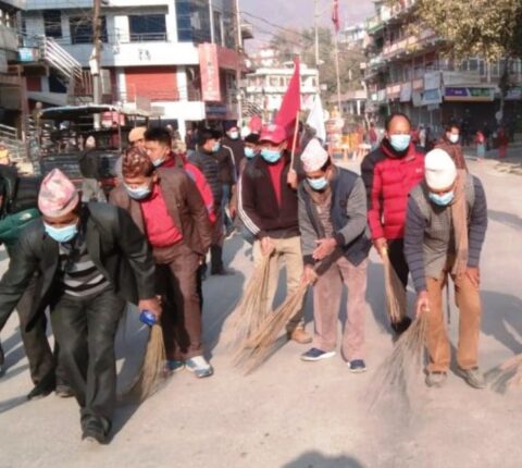 रामेछापमा बन्दको आह्वान सहित बजार सरसफाई