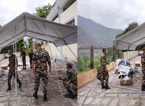 नेपाली सेनाद्धारा रामेछाप खिम्तीमा सात बेडको आइसोलेसन निर्माण