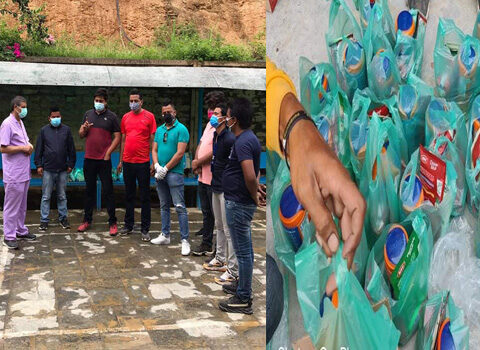 युवा संघ रामेछापद्धारा कोभिडका बिरामीलाई प्रतिरोधात्मक क्षमता बढाउने खानेकुरा वितरण