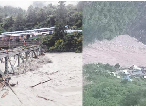 पहिरोले थुनियो मर्स्याङदी नदीः चामे बजार जोखिममा