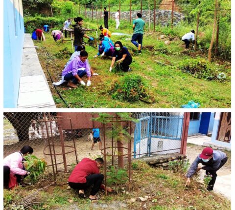 डेङ्गु संक्रमणलाई न्यूनिकरण गर्ने अभियान अन्तरगत मन्थली अस्पताल सरसफाइ