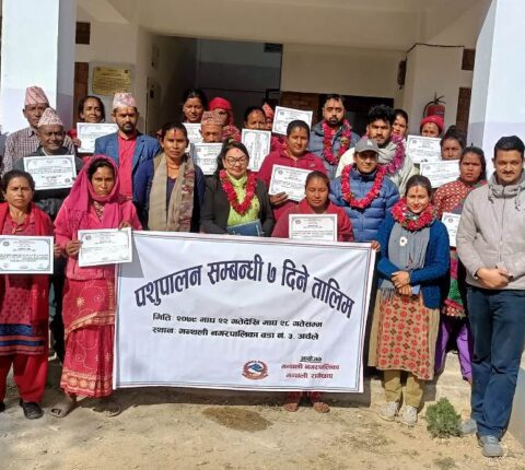 मन्थली नगरपालिका–३ कठजोर अर्चलेमा ७ दिने पशुपालन तालिम सम्पन्न