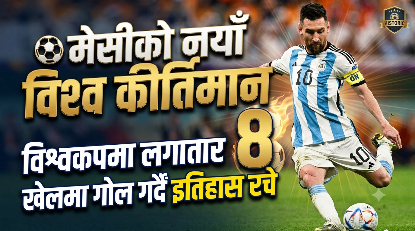 विश्वकपमा मेसीको अर्को ऐतिहासिक कीर्तिमान, लगातार आठ खेलमा गोल गर्ने पहिलो खेलाडी