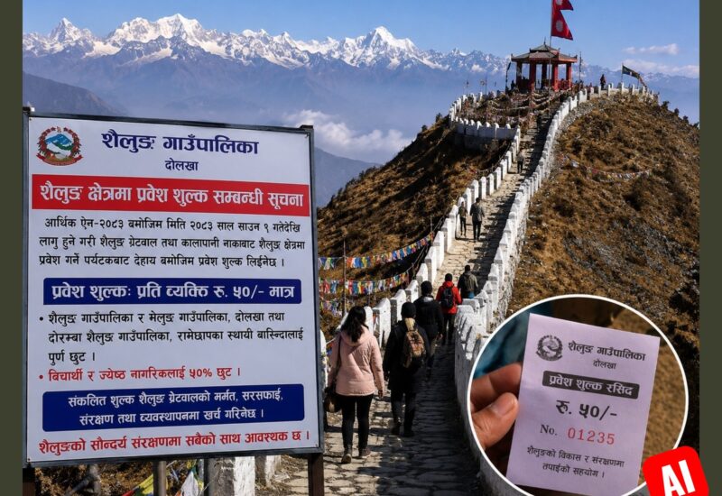 अब शैलुङ भ्रमणमा प्रवेश शुल्क अनिवार्य; प्रतिव्यक्ति ५० रुपैयाँ तिर्नुपर्ने