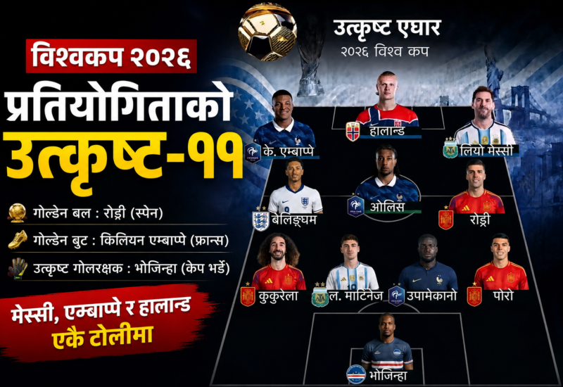 विश्वकप २०२६ को उत्कृष्ट–११ सार्वजनिक, मेस्सी, एम्बाप्पे र रोड्री टोलीमा